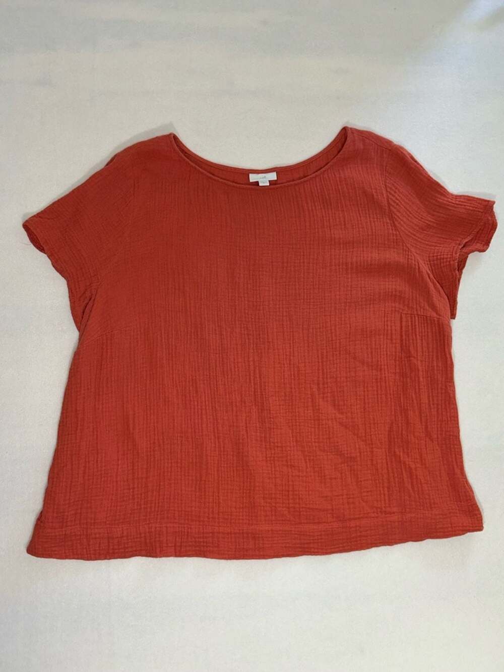 J.Jill 100% Cotton Burnt Orange Double Gauze Textured Short Sleeve Top 3X